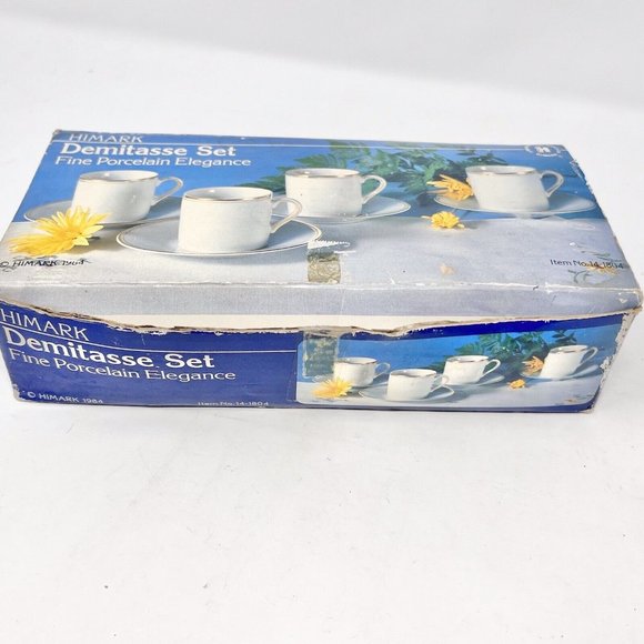 Himark Demitasse Espresso Cups With Saucers Fine China Set of 4 Japan 1984 - Picture 9 of 9